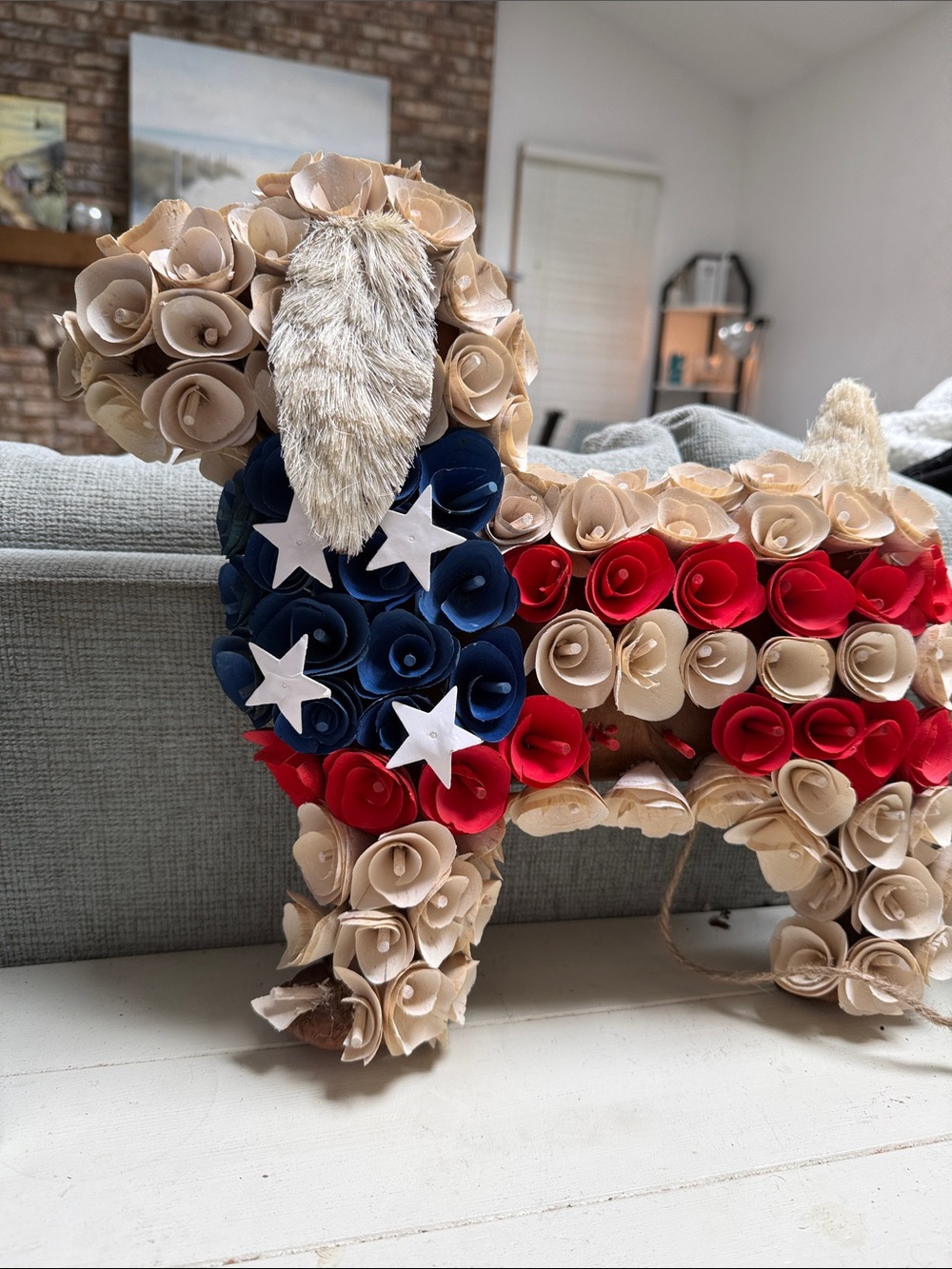 Ashland Red, Blue and Beige Floral dog Accent 4th July summer decor - Picture 3 of 4